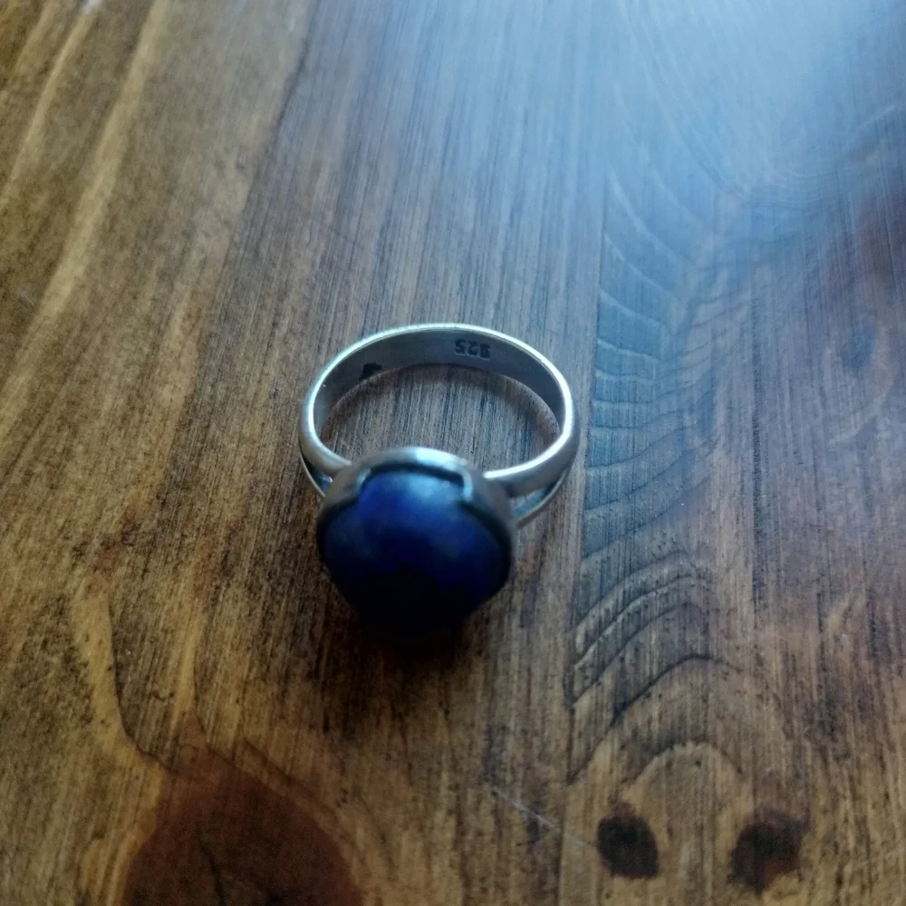 Vintage Sterling Native American Lapis Lazuli Large Cabochon Ring
